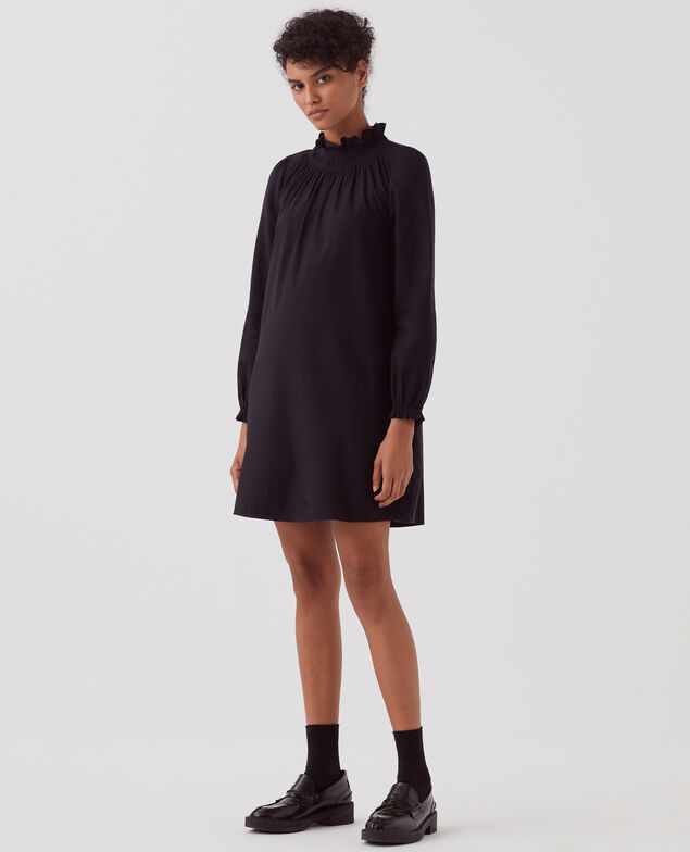 AGLAÉ - Vestido corto de cuello con volantes H091 black beauty