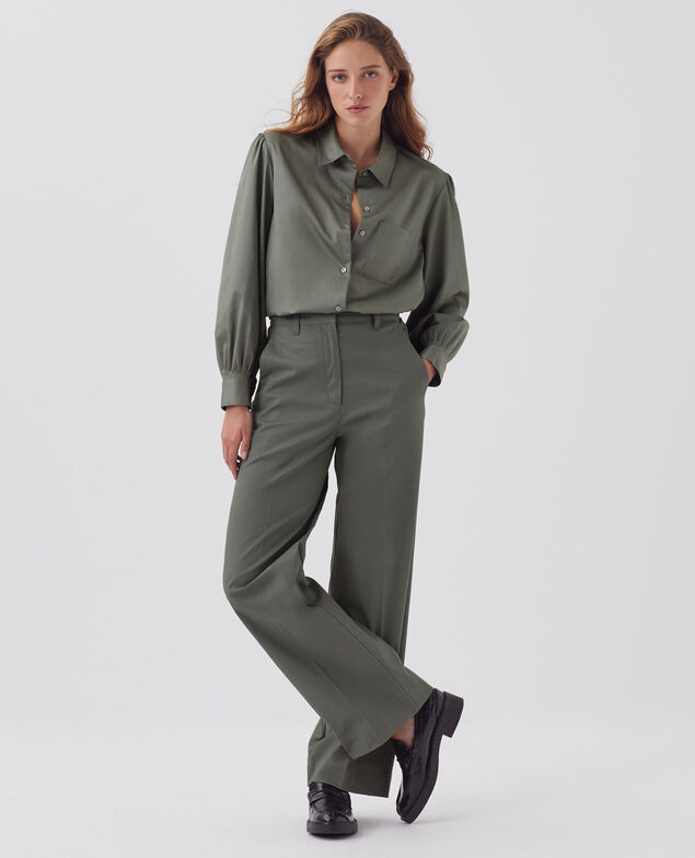Camisa de algodón satinado J560 basil dark green