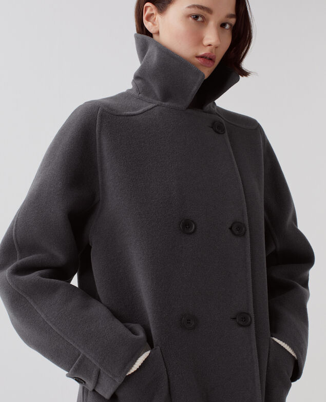 Chaquetón de longitud media de doble cara U060 gray