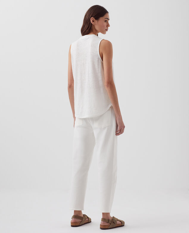 MARCELLE - Camiseta de lino sin mangas H001 brillant white