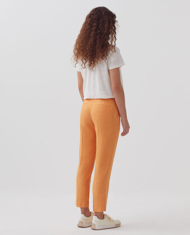 MARGUERITE - Pantalón cigarette de lino H220 apricot tan