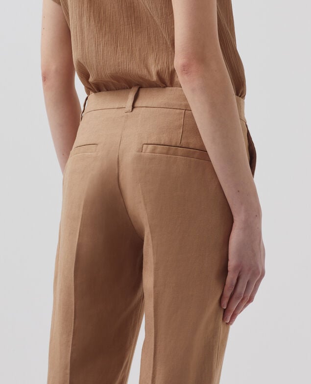MARGUERITE - Pantalón cigarette de lino H330 tiger's eye
