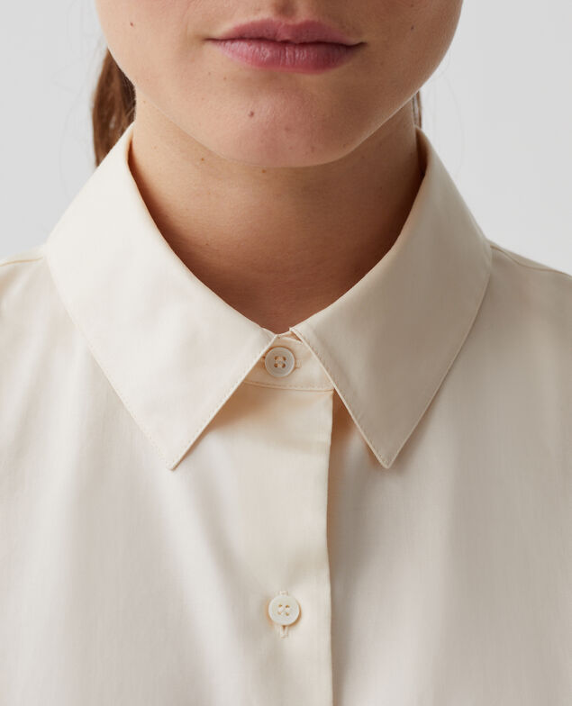 Camisa de algodón satinado I300 pearled ivory