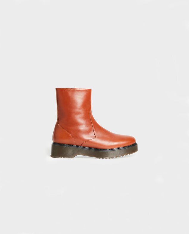 Botines de cuero con plataforma Brandy brown