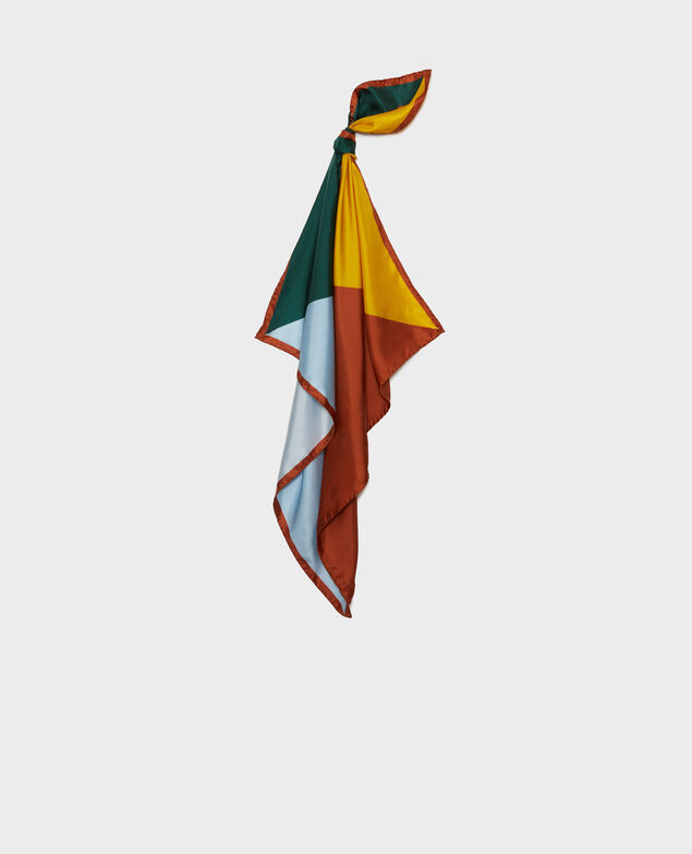 Foulard cuadrado de seda multicolor Lemon curry