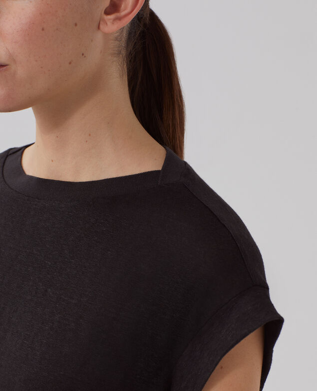 KARO - Camiseta corte caja de lino H091 black beauty