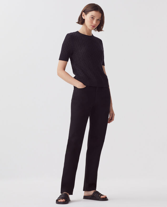 Jersey de lino con manga corta H091 black beauty