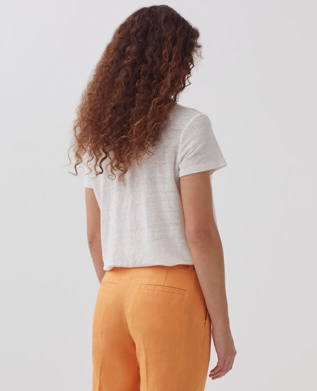MARGUERITE - Pantalón cigarette de lino H220 apricot tan