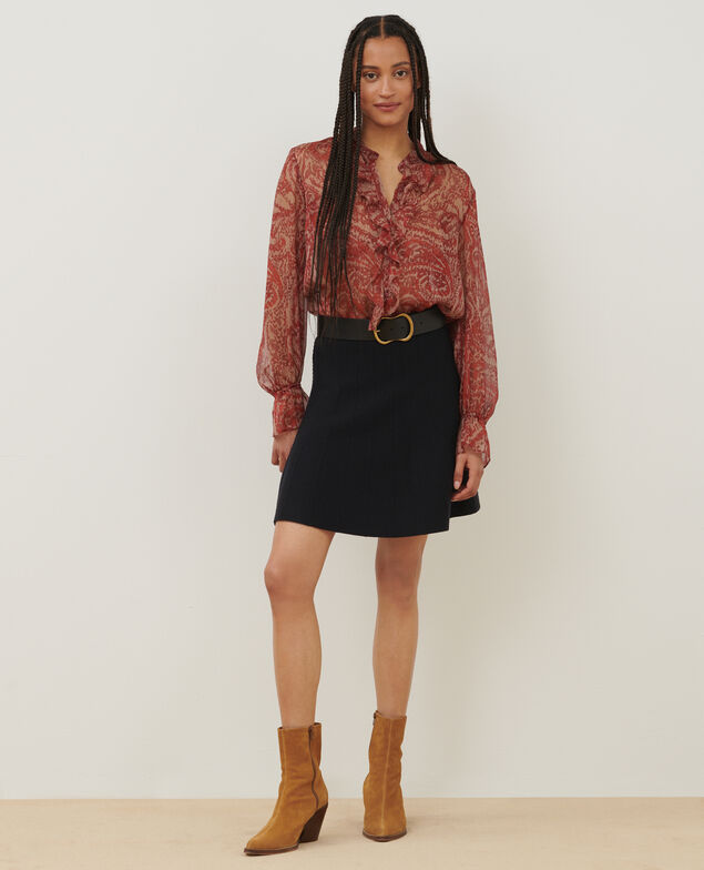 Falda corta de lana merino A092 black knit 3wsk137w21