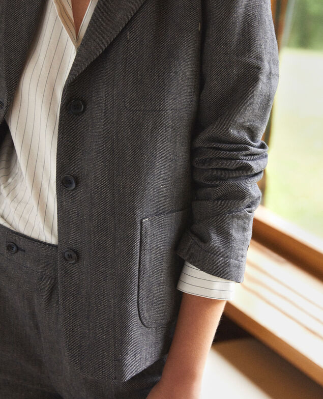 Chaqueta de lino y lana Azul