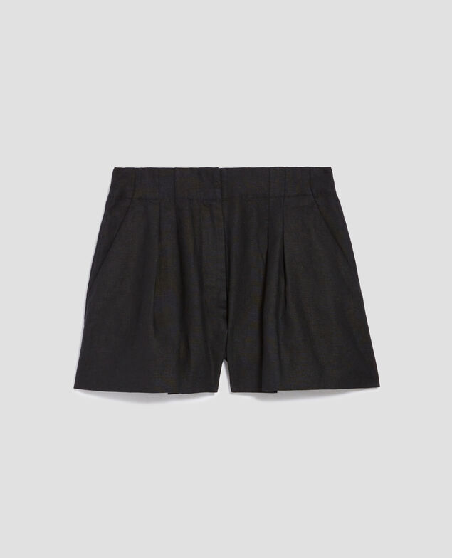 Short de lino con pinzas H091 black beauty