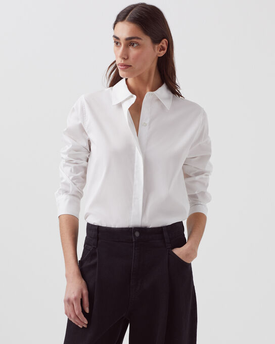 Camisa de popelina de algodón 0007 WHITE