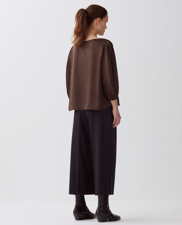 Blusa fluida de manga 3/4 I390 coffee bean