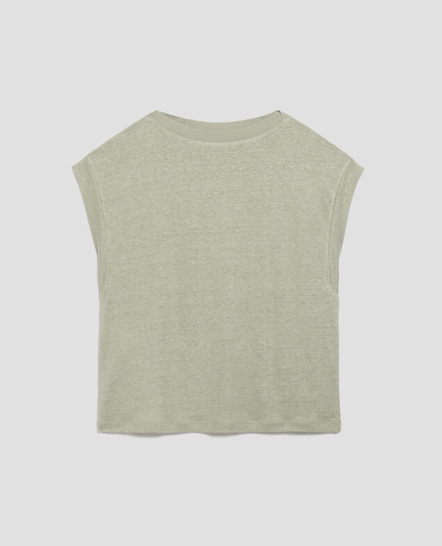 KARO - Camiseta corte caja de lino U520 green