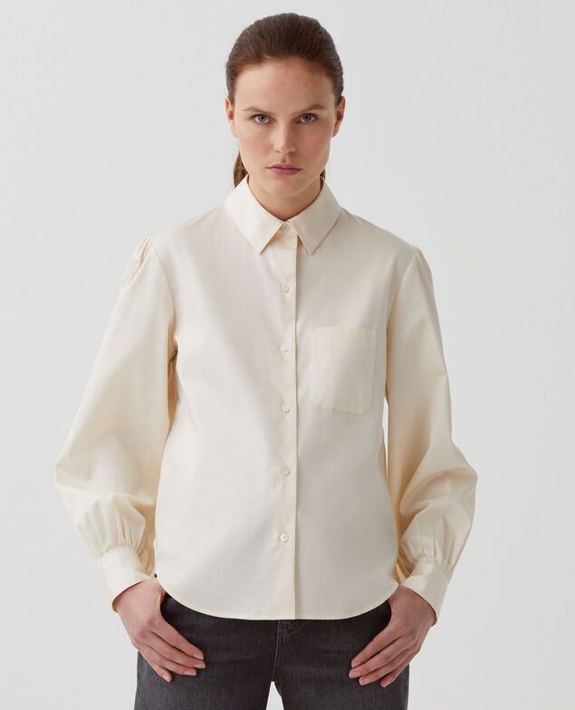 Camisa de algodón satinado I300 pearled ivory
