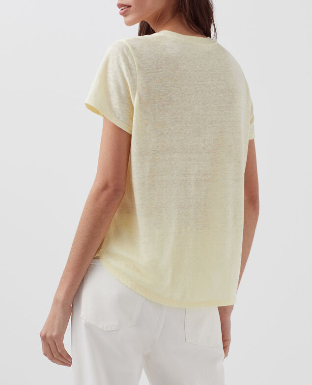 AMANDINE -  Camiseta con cuello redondo de lino H410 tender yellow