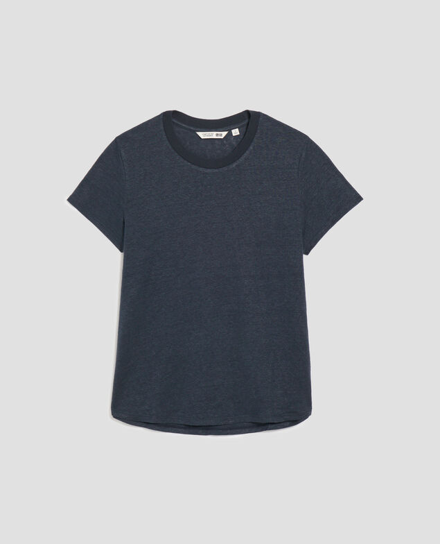 AMANDINE - Camiseta con cuello redondo de lino J690 blueberry
