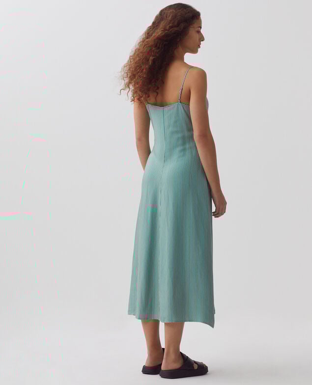 Vestido con tirantes finos 0531 green stripe