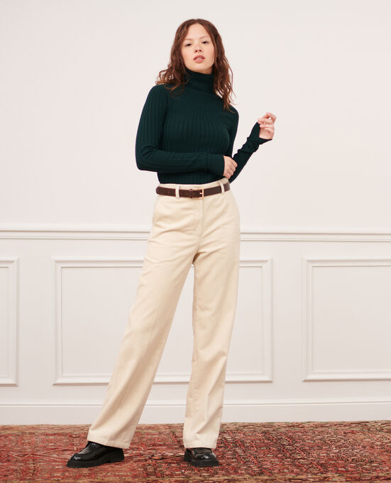 BLANDINE - Pantalón recto de pana 7107C 02 WHITE