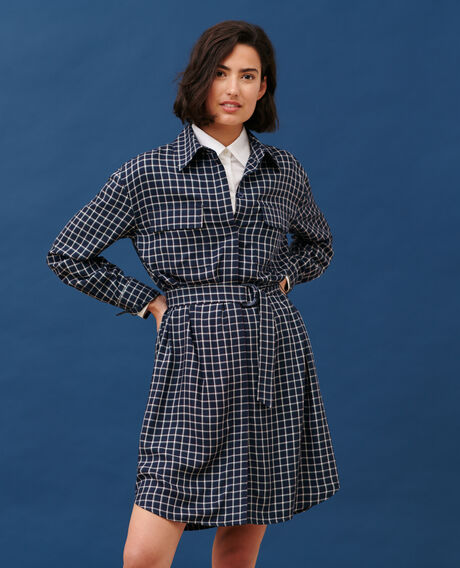 Vestido camisero de cuadros 8869 69 navy check 2wdr277v13