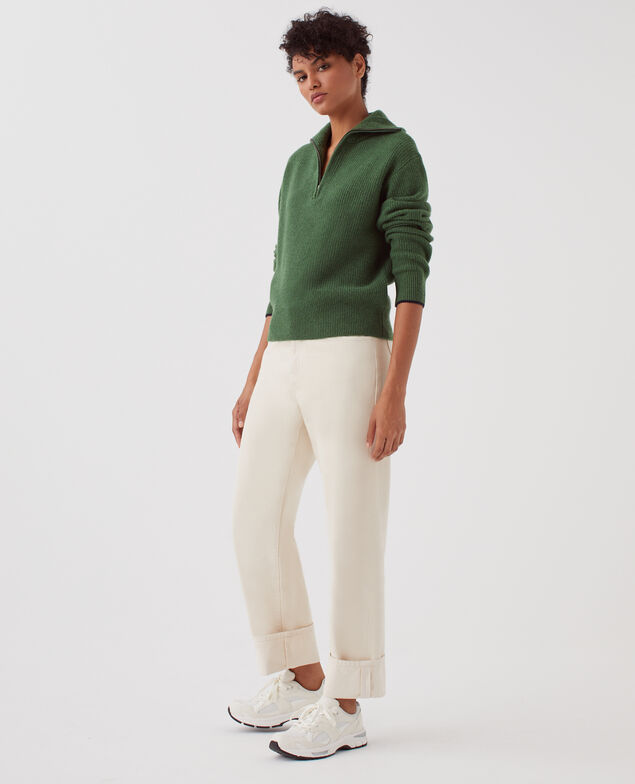 Jersey de lana con cuello de cremallera U550 green
