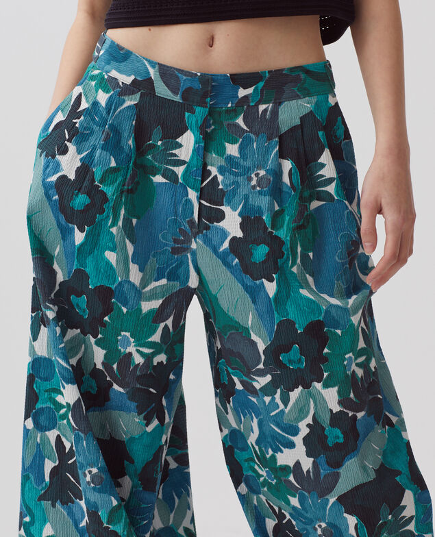 YVONNE - Pantalón amplio de algodón 0522 palmeraie green