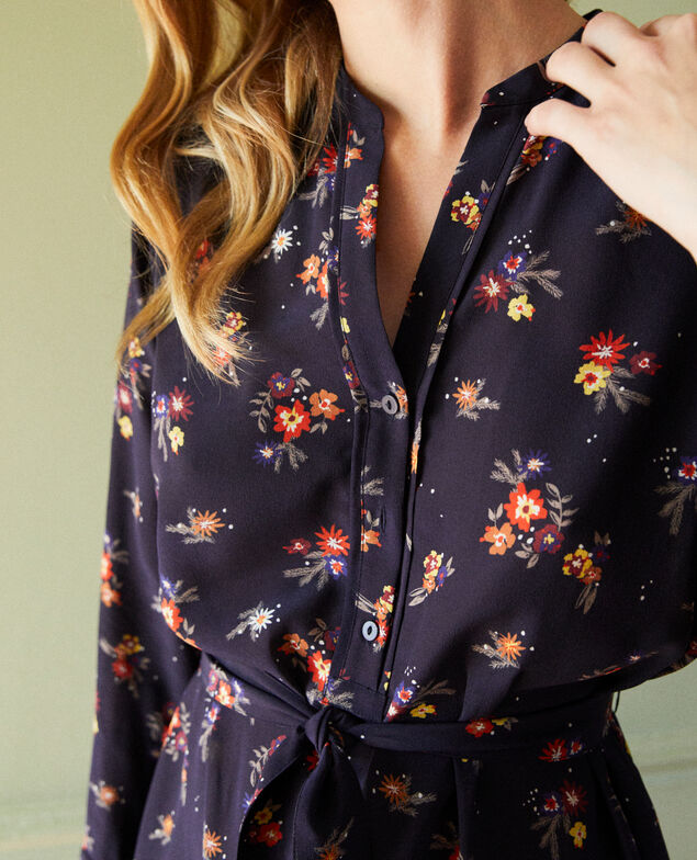 Vestido camisero con cinturón Bouquet deep well