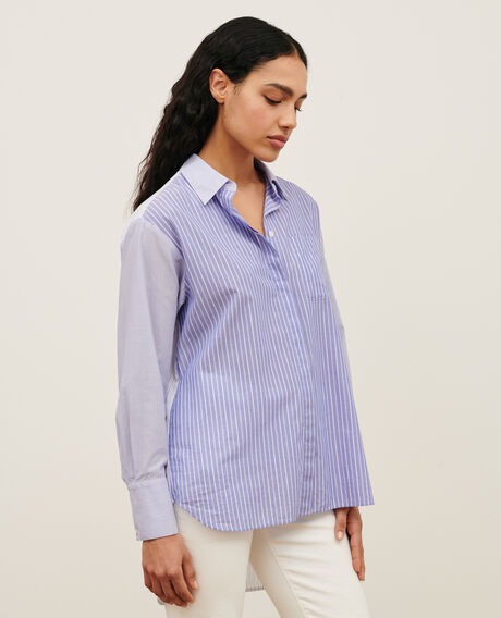 Camisa de algodón con bajo redondeado 0622 blue medium stripes 3ssh038c21