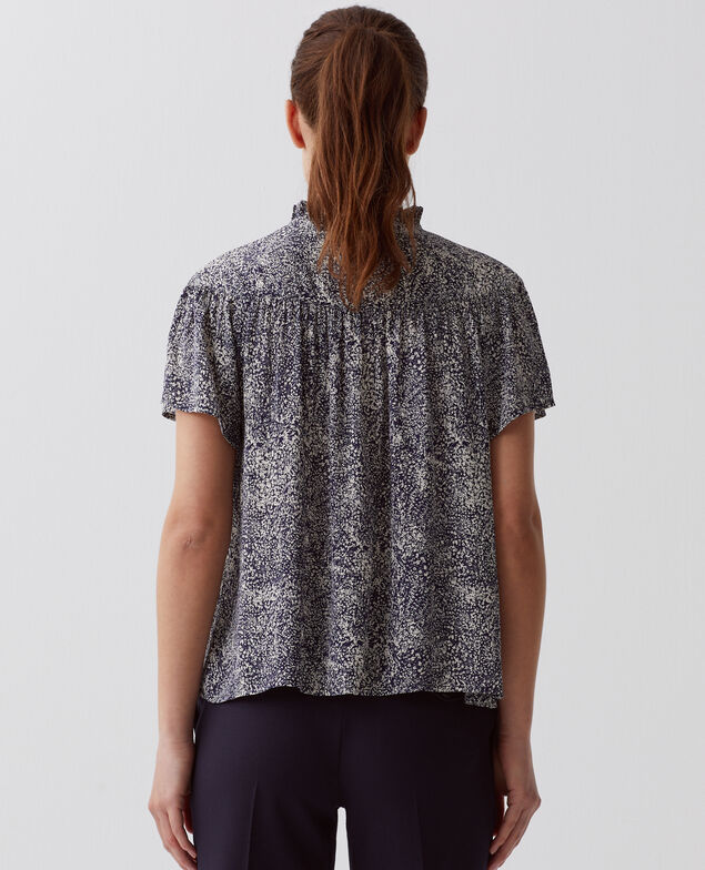 Blusa fluida de manga corta H690 micro fl navy