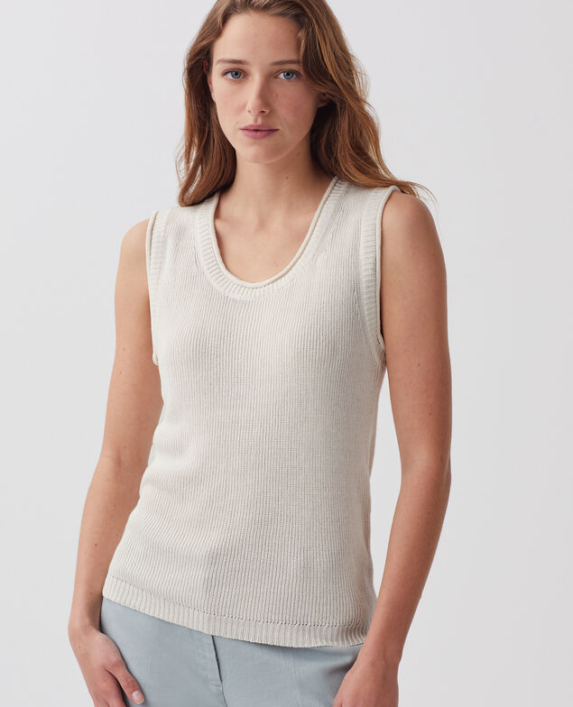 Top largo de lino H303 white swan