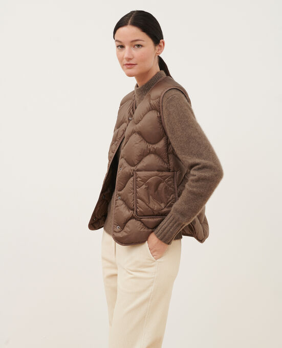 PLUME - Chaleco A371 SOLID BROWN COFFEE