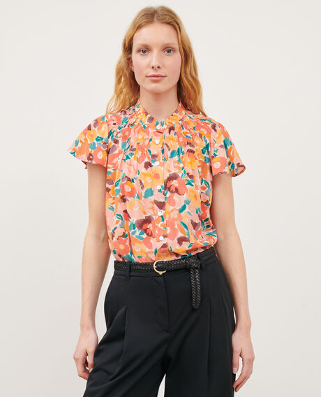 Blusa estampada fluida 0230 fauve orange 3sbl210v02