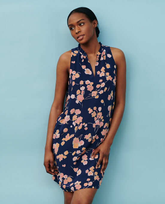 Vestido de seda PRINT NAVY