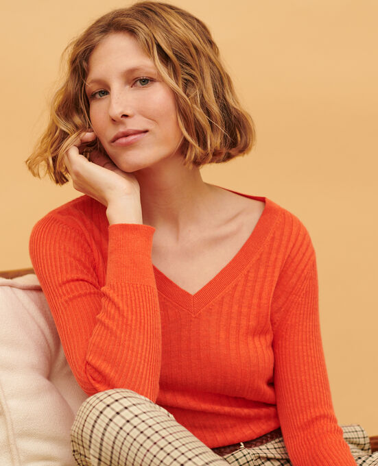 Jersey con textura de lino 0250 TIGER LILY ORANGE