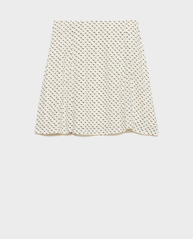 Minifalda de patinadora estampada Birdy ivoire