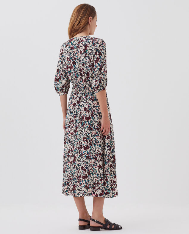 LUDIVINE - Vestido largo fluido J751 leaf burgundy