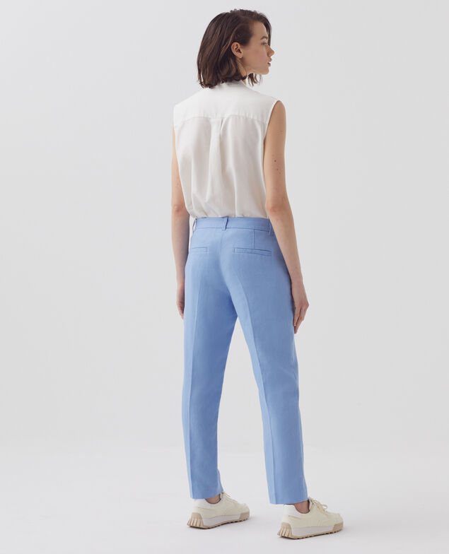 MARGUERITE - Pantalón cigarette de lino H612 bel air blue