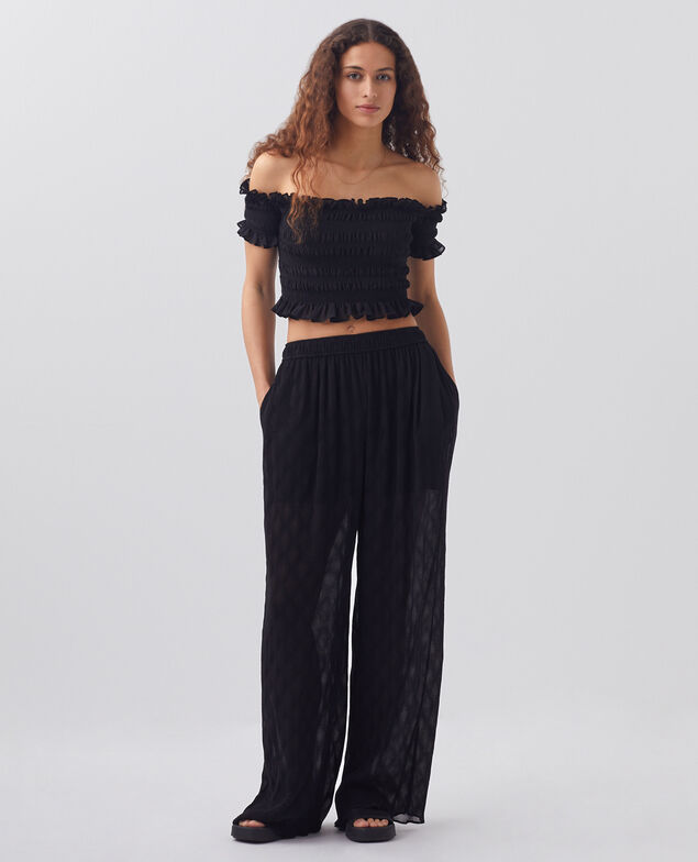 Top corto con fruncidos H091 black beauty