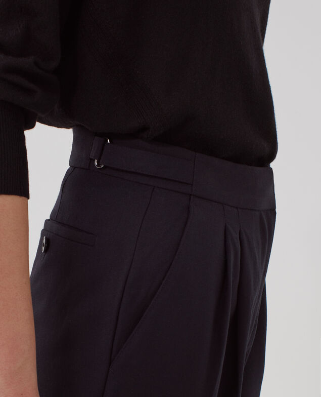 CAMILLE - Pantalón de lana con pinzas H091 black beauty