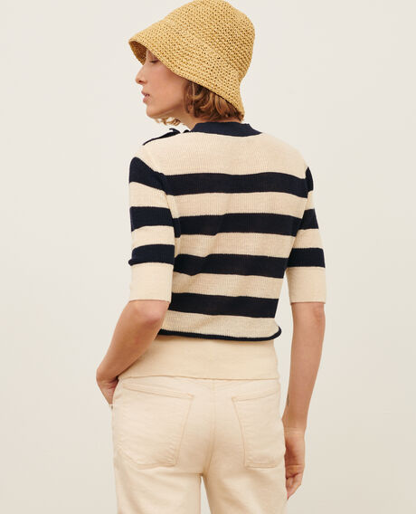 Jersey con manga corta de lino 0692 night_sky_stripes 3sju093l01