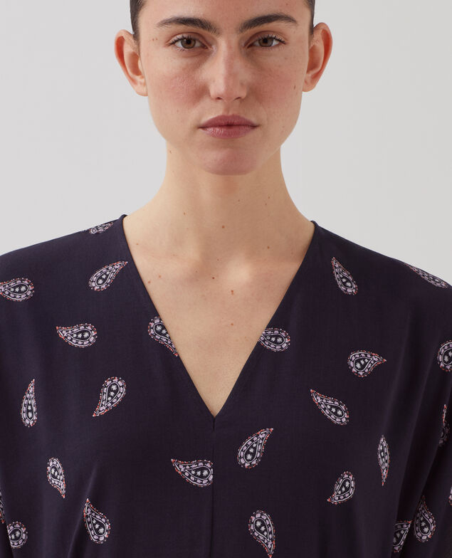 Vestido corto fluido J693 ma paisley navy
