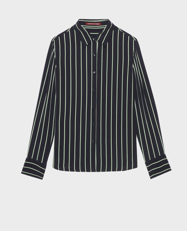SYBILLE - Camisa de seda A696 stripes navy 3ssh214s01