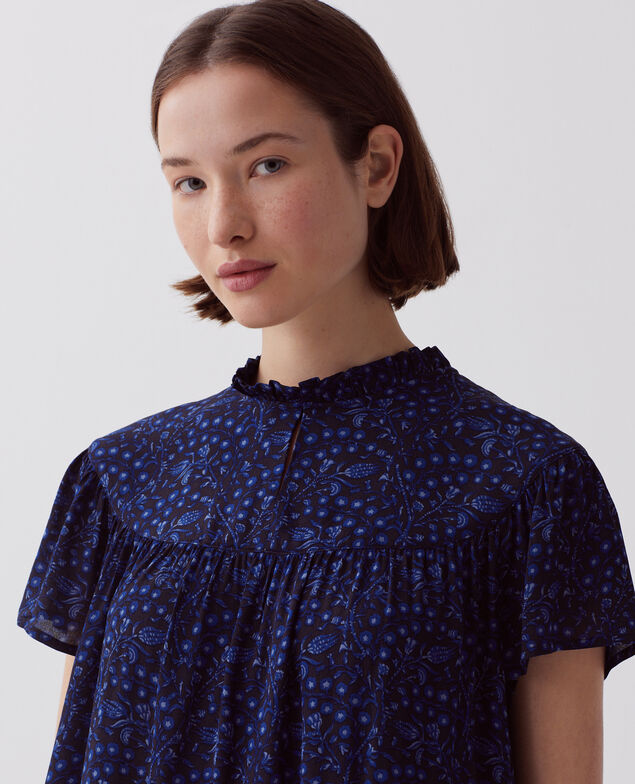 Blusa fluida de manga corta I662 batik navy
