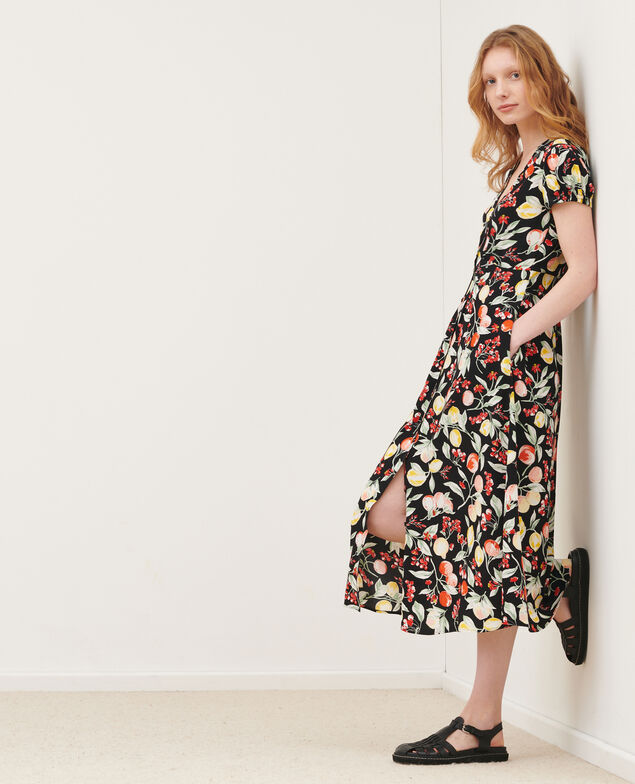 LUDIVINE - Vestido largo fluido 103 print black
