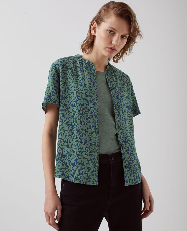 Blusa fluida de manga corta H642 petal majolica