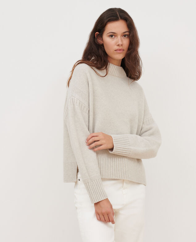 Jersey Cuello subido de lana merino A009 white knit