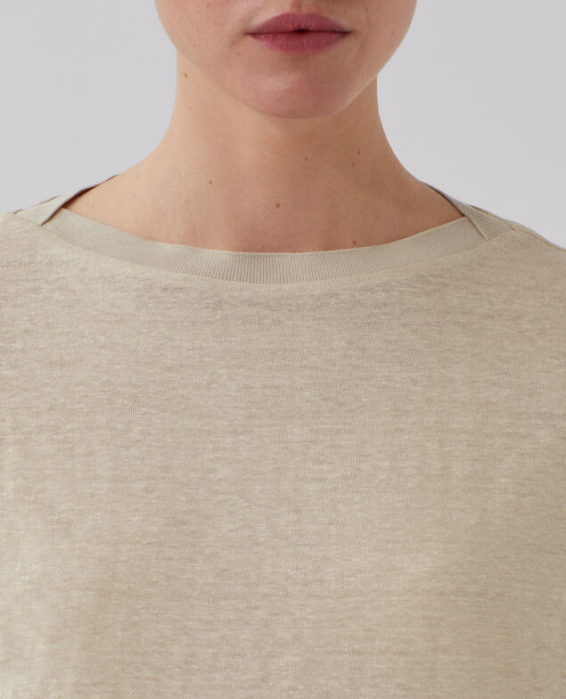 KARO - Camiseta corte caja de lino J020 beige lining