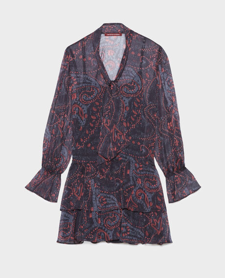 Vestido corto fluido de paño