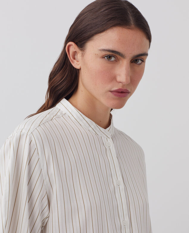 Camisa oversize de algodón satinado J011 st white kaki