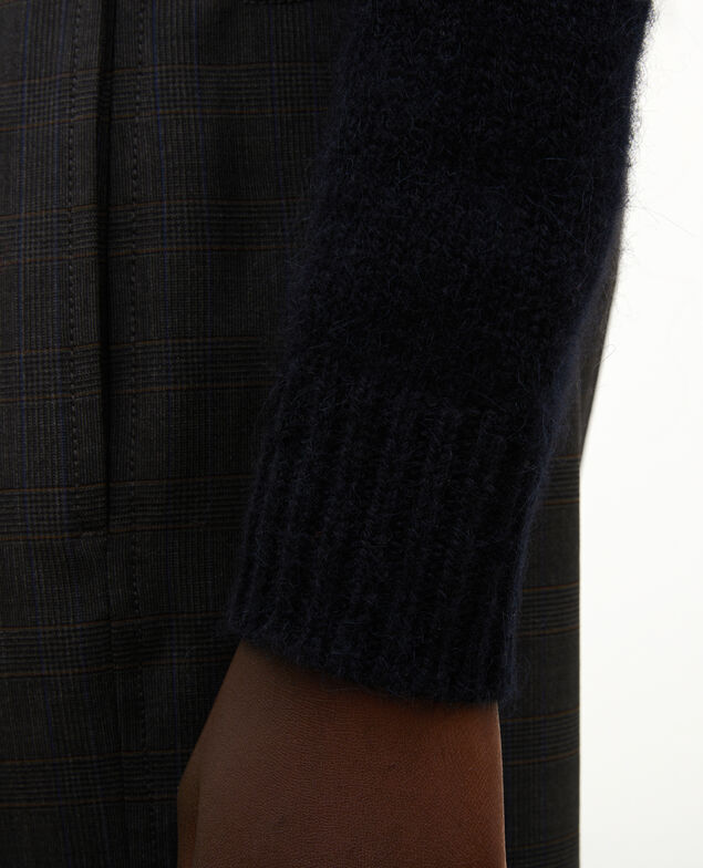 Jersey jacquard sin mangas de lana alpaca con cuello redondo Black brandy lighttaupe jacquard